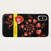 多くの愛と赤い黄色のハートフラクタルアート名 Case-Mate iPhoneケース (裏面(横))