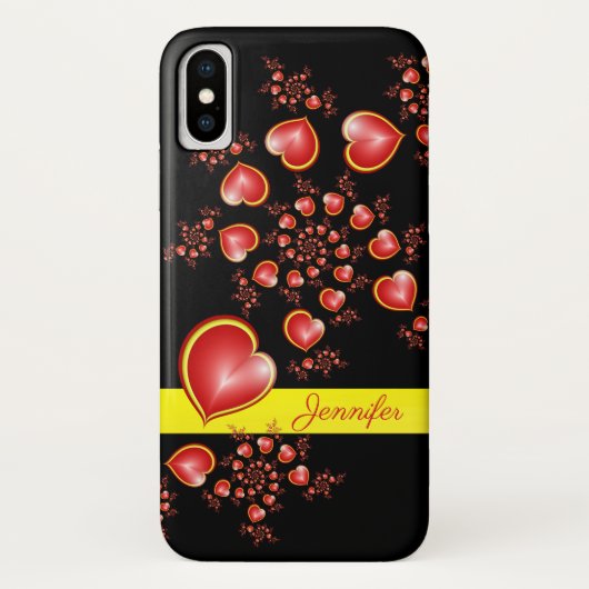 多くの愛と赤い黄色のハートフラクタルアート名 Case-Mate iPhoneケース (裏面)