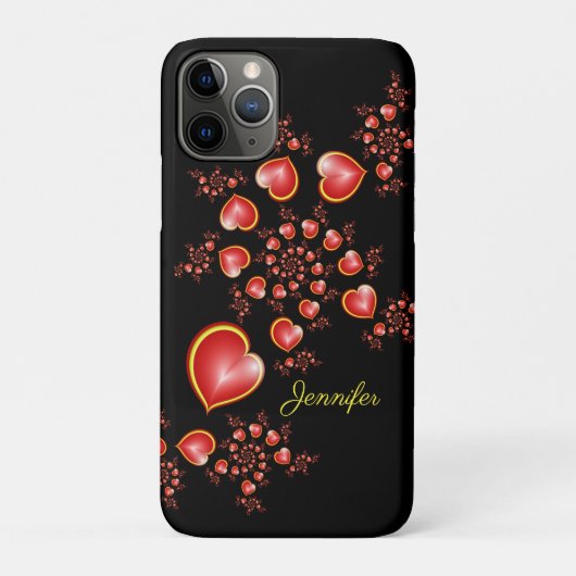 多くの愛と赤い黄色のハートフラクタルアート名 Case-Mate iPhoneケース (裏)