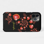 多くの愛と赤い黄色のハートフラクタルアート名 Case-Mate iPhoneケース (裏面(横))