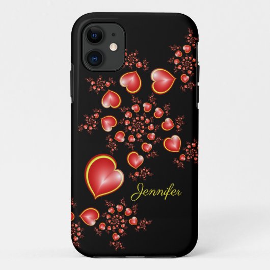 多くの愛と赤い黄色のハートフラクタルアート名 Case-Mate iPhoneケース (裏面)