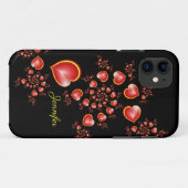 多くの愛と赤い黄色のハートフラクタルアート名 Case-Mate iPhoneケース (裏面(横))