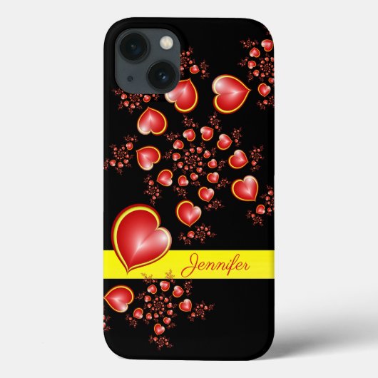 多くの愛と赤い黄色のハートフラクタルアート名 Case-Mate iPhoneケース (裏面)