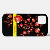 多くの愛と赤い黄色のハートフラクタルアート名 Case-Mate iPhoneケース (裏面 (横))