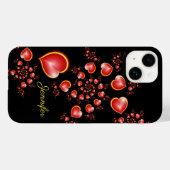 多くの愛と赤い黄色のハートフラクタルアート名 Case-Mate iPhoneケース (裏面 (横))