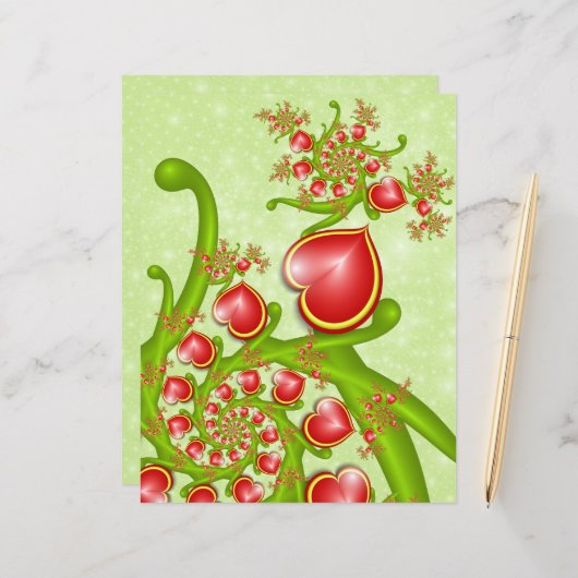 多くの愛と赤い黄色のハートフラクタルアート (正面/裏面インサイチュ)