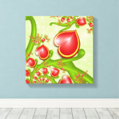 多くの愛と赤い黄色のハートフラクタルアート キャンバスプリント (インサイチュ (ウッドフロア))