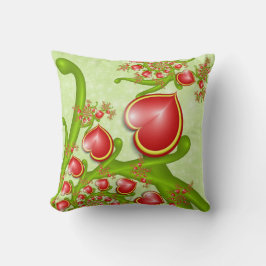 多くの愛と赤い黄色のハートフラクタルアート クッション