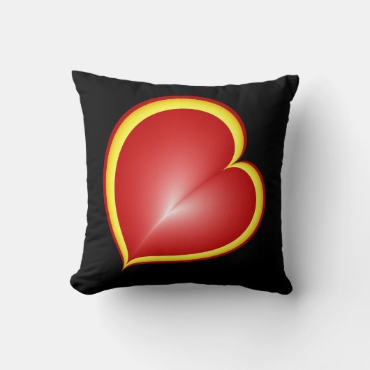 多くの愛と赤い黄色のハートフラクタルアート クッション (正面)