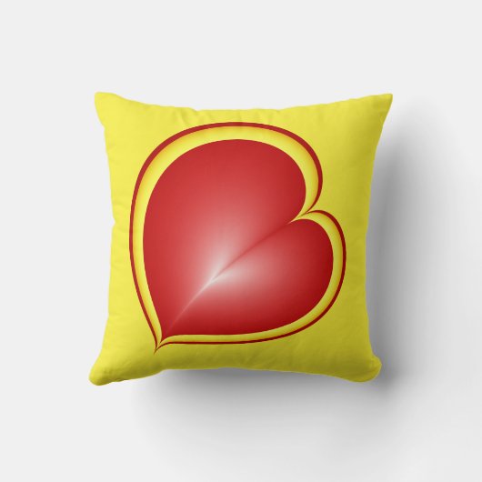 多くの愛と赤い黄色のハートフラクタルアート クッション (裏面)