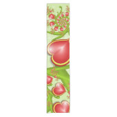 多くの愛と赤い黄色のハートフラクタルアート ショートテーブルランナー (正面)