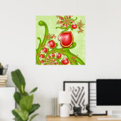 多くの愛と赤い黄色のハートフラクタルアート ポスター (ホームオフィス)