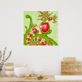 多くの愛と赤い黄色のハートフラクタルアート ポスター (キッチン)