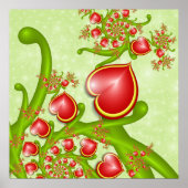 多くの愛と赤い黄色のハートフラクタルアート ポスター (正面)