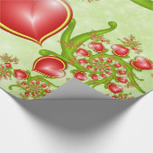 多くの愛と赤い黄色のハートフラクタルアート ラッピングペーパー (角)