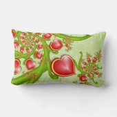 多くの愛と赤い黄色のハートフラクタルアート ランバークッション (裏面)