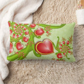 多くの愛と赤い黄色のハートフラクタルアート ランバークッション (ブランケット)