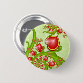 多くの愛と赤い黄色のハートフラクタルアート 缶バッジ (正面&裏面)