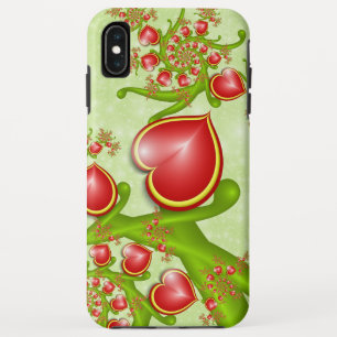 多くの愛と赤い黄色のハートフラクタルアート iPhone XS MAXケース