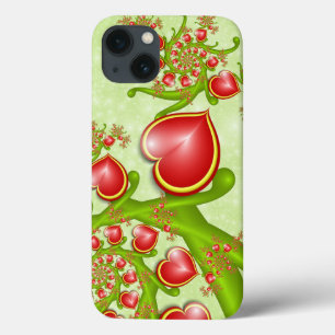 多くの愛と赤い黄色のハートフラクタルアート iPhone 13ケース