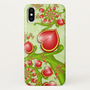 多くの愛と赤い黄色のハートフラクタルアート iPhone X ケース