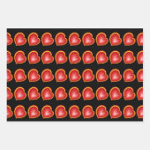 多くの愛と赤い黄色のハートフラクタルパターン ラッピングペーパーシート (正面3)