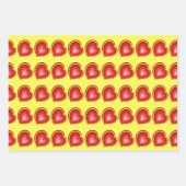 多くの愛と赤い黄色のハートフラクタルパターン ラッピングペーパーシート (正面3)