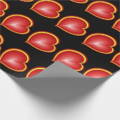 多くの愛と赤い黄色のハートフラクタルパターン ラッピングペーパー (角)