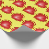 多くの愛と赤い黄色のハートフラクタルパターン ラッピングペーパー (角)