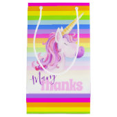 多くの感謝していユニコーン虹の贈り物のバッグ スモールペーパーバッグ (正面)