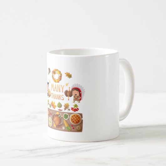 多くの感謝してい巡礼と先住民の感謝祭 コーヒーマグカップ (正面右)