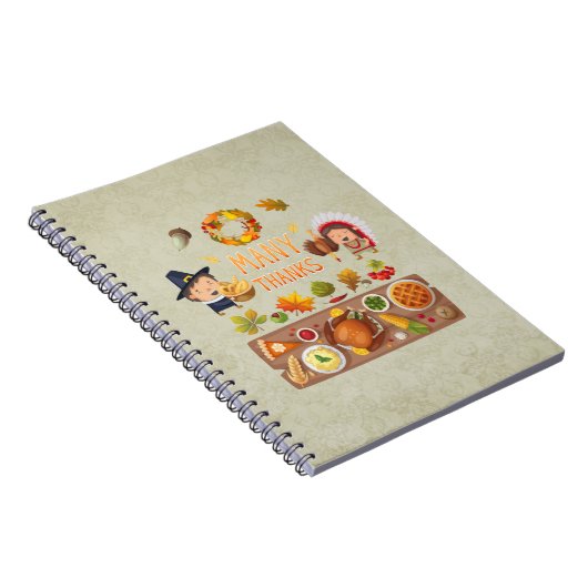 多くの感謝してい巡礼と先住民の感謝祭 ノートブック (右側)