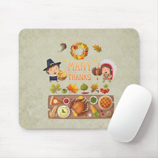 多くの感謝してい巡礼と先住民の感謝祭 マウスパッド (マウス)