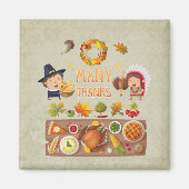 多くの感謝してい巡礼と先住民の感謝祭 マグネット (正面)