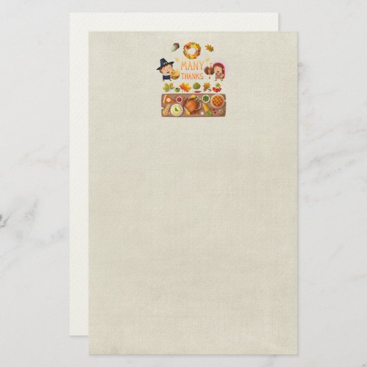 多くの感謝してい巡礼と先住民の感謝祭 便箋 (正面/裏面)