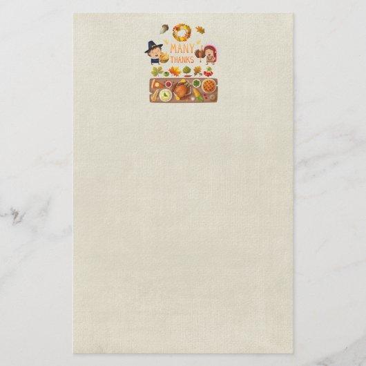 多くの感謝してい巡礼と先住民の感謝祭 便箋 (正面)