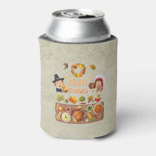 多くの感謝してい巡礼と先住民の感謝祭 缶クーラー (缶裏面)