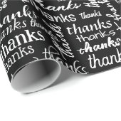 多くの感謝してい文字オンブラック ラッピングペーパー (ロールコーナー)