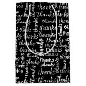 多くの感謝してい白文字オンブラック ミディアムペーパーバッグ (正面)