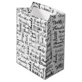 多くの感謝してい黒文字オンホワイト ミディアムペーパーバッグ (正面アングル)