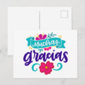 多くの感謝、スペイン語とカラフル ポストカード (正面/裏面)