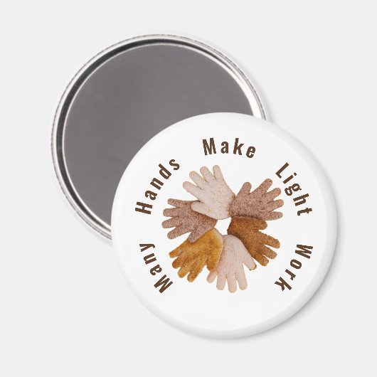 多くの手は軽い仕事をトーストされた手ポスターT- マグネット (正面/裏面)