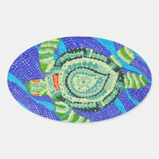 多くの斑点のある小さな亀 楕円形シール (正面)