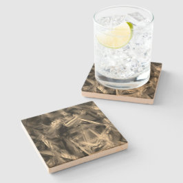 多くの曲がった正方形が「ブラシストローク」で染められている ストーンコースター