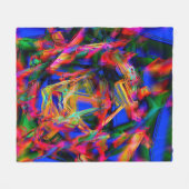 多くの曲がった正方形でカラフルの「ブラシストローク」 フリースブランケット (正面(横))