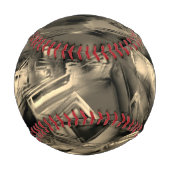 多くの曲がった角に「筆」で染める 野球ボール (裏面)