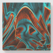 多くの曲がった赤と空の青は溝で燃えた ストーンコースター (正面)