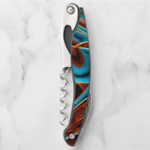 多くの曲がった赤と空の青は溝で燃えた ソムリエナイフ (正面)