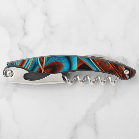 多くの曲がった赤と空の青は溝で燃えた ソムリエナイフ (正面)