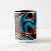 多くの曲がった赤と空の青は溝で燃えた マグカップ (中央)